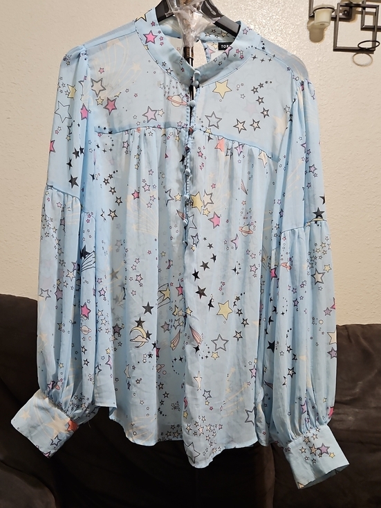 torrid Tops - torrid Light Blue Celestial Starprint Peasant Blouse